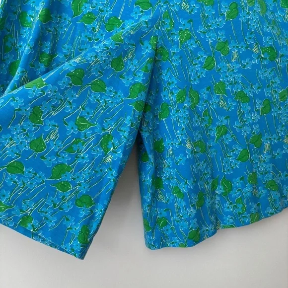 Lilly Pulitzer Vintage 70's Culottes The Lilly 6 Wide Leg Pants Blue Floral Wide Leg